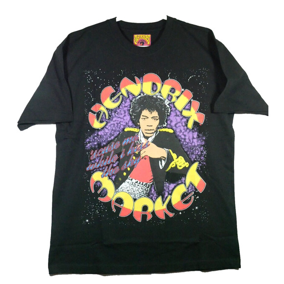 Chinatown MARKET X Jimi Hendrix Kiss The Sky Graphic Tee T-Shirt Black Sz L NWT - Picture 1 of 9